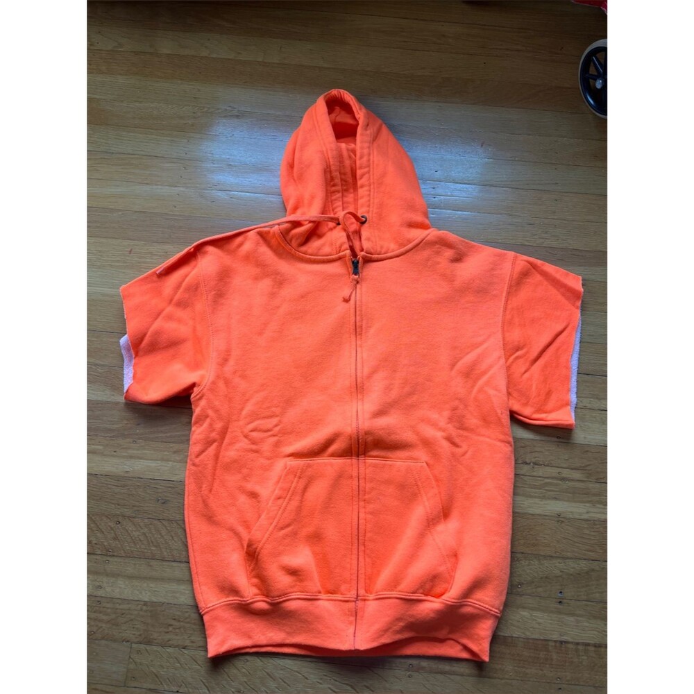 Fluorescent orange cut off safety hoodie S bright sweatshirt